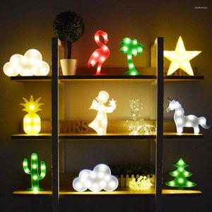 Veilleuses LED Lune Nuage Nouveauté 3D Lampe Flamingo Cactus Étoile Veilleuse Ange Arbre Pour Enfants Cadeau Décoration De Mariage