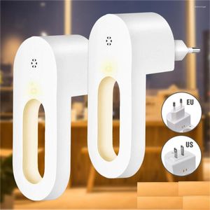 Luces nocturnas, luz Led, interruptor con Sensor de diseño en forma de U, blanco cálido para dormitorio, baño, cocina, Compatible con enchufes de UE/EE. UU.