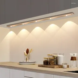Veilleuses LED lumière USB lampe rechargeable capteur de mouvement sans fil Ultra mince pour armoire de cuisine armoire éclairage en aluminium