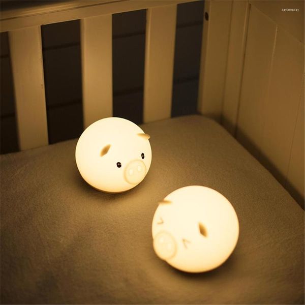 Luces nocturnas Luz LED con base de ABS y cubierta de silicona Lámpara portátil para niños Roly Poly Design