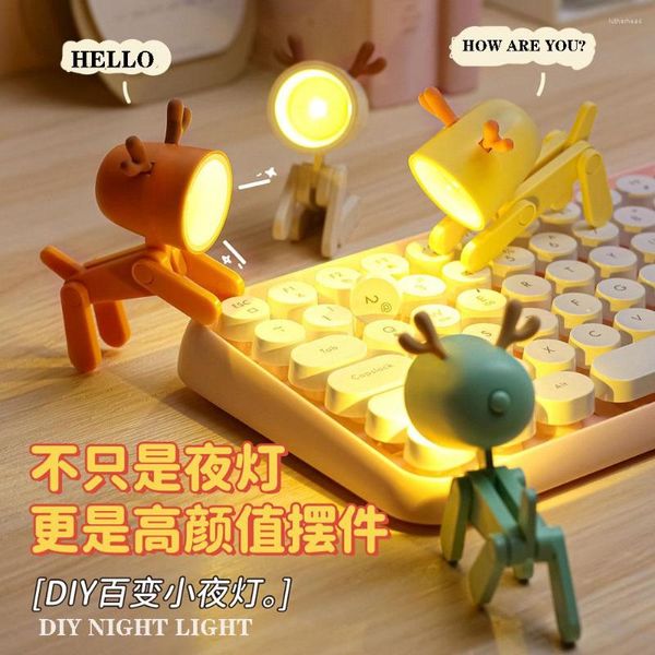 Lumières de nuit LED Mini Light Migne Deer Cerf pliable lampes de bureau Ornement Ornement Livre pour enfants Chambre de chambre à coucher Décor de vacances Cadeaux de vacances