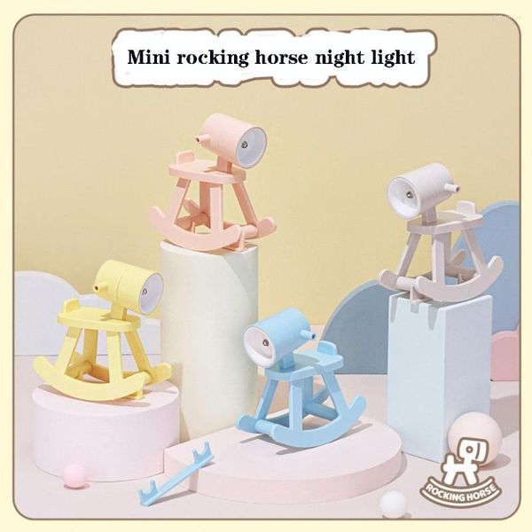 Veilleuses LED Mini lumière cheval à bascule pliable lampes de bureau ornement de bureau livre enfants chambre chevet chambre décor cadeaux de vacances