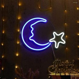 Nachtlichten LED Moon Star -vormig neon bord lichte decor Wall Art Lamp Xmas verjaardag voor huizendecoratie
