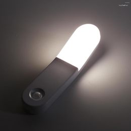 Nachtverlichting LED-bewegingssensor Nachtkastje Creatief ABS voor gangpad Garderobe Slaapkamer Badkamers Donkere kamers Decoratie