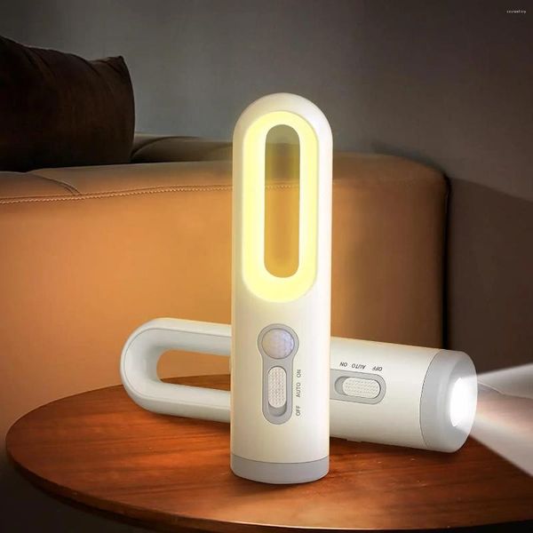 Veilleuses LED avec détecteur de mouvement 2 en 1, portable, du crépuscule à l'aube, pour chambre à coucher, salle de bain, lecture, camping