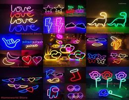Veilleuses LED Neon Light Sign Logo Lampe de modélisation 88 styles Entier Drop Décor Chambre Mur Fête De Mariage Coloré Cadeau De Noël 8313843