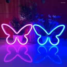 Veilleuses LED néon lumière USB ou batterie alimenté signe papillon lampe pour la maison mariage chambre salon Bar décoration