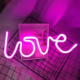 Nachtlichten LED Neon Love Shape Licht Sign Lamp Batterij USB Dubbele aangedreven nachtlampje voor binnen Christmas Wedding Birthday283W