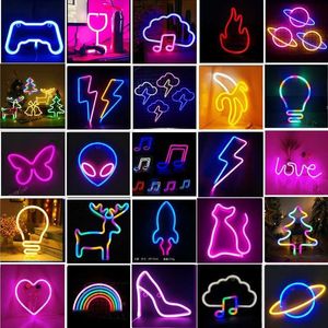 Nachtlichten LED NEON NACHT LICHT SPART Wandbord Nachtlamp Kerstcadeau Wedding Party Wall Hangende neon Lamp Home Decor USB Batterij P230331