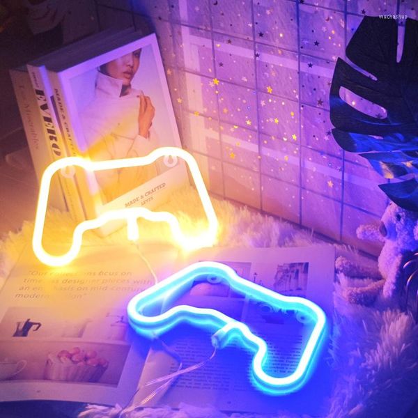 Veilleuses LED enseigne au néon lumière manette USB alimenté lampe de Table pour salle de jeux décor fête vacances mariage maison cadeau