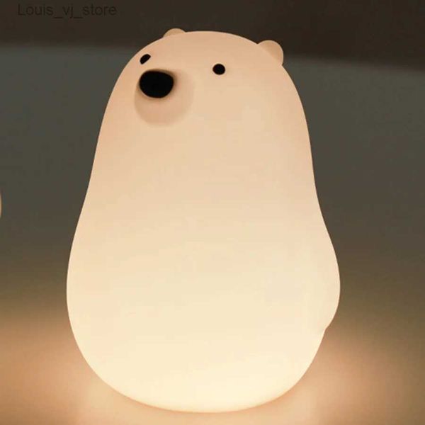 Luces de noche Lámpara de noche LED Kawaii Oso Sensor táctil Gato Silicona Animal Linterna Cabecera Dormitorio Luz decorativa para niños Bebé Regalo Dropship YQ231214