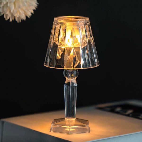 Lumières nocturnes LED NIGHT CRISTAL DIAMOND TABLE lampe transparente en acrylique lampe de nuit en acrylique Lampe de lecture de lit P230325