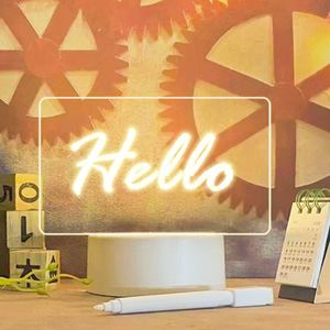 Veilleuses Led Night Light Note Board Réinscriptible Message Board avec Warm Soft Light USB Power Night Lamp Cadeau de vacances pour les enfantsCreative P230331