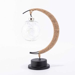 Luces nocturnas LED Nightlight Modern Simple Star Moon Batter Battery Regalo de cumpleaños Twine hecho a mano Iron Festive Tabletop Luz decorativa P230325