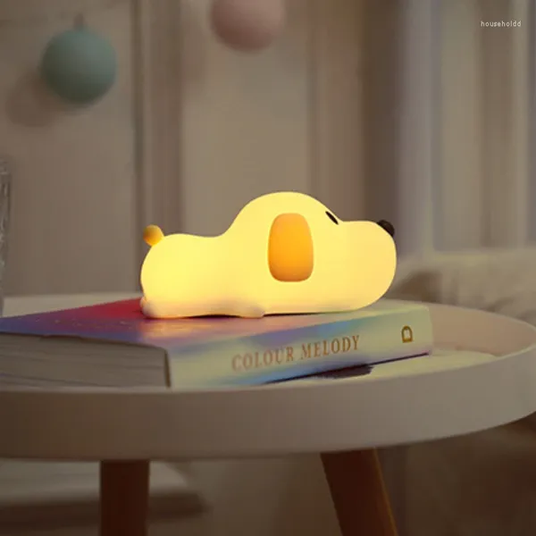 Veilleuses LED Papa Chiot Tactile Lampe USB Dessin Animé Chien Lumière Rechargeable Bureau Pour Enfants Chambre Décoration Cadeaux D'anniversaire