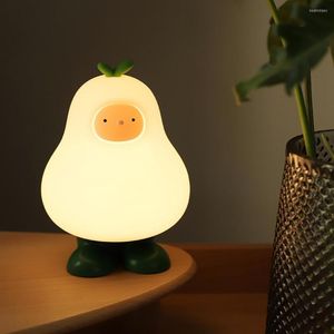 Veilleuses LED poire avec veilleuse Silicone lumière enfants mignon doux Protection des yeux lampe de Table USB charge atmosphère