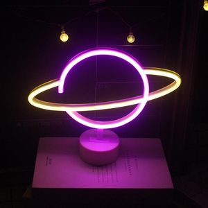 Nachtlichten LED PLANET ALIEN GEZICHT ONTWERP MET BASIS NEON SPOUNT TABEL KAMER ROOM Decor Nachtlampen Xmas feestvakantie Kids slaapkamer