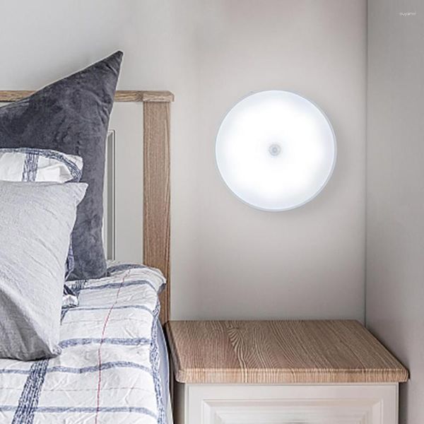 Luces nocturnas LED recargables, lámpara con Sensor infrarrojo inteligente, luz con detección de movimiento humano, armario para dormitorio, Control de cabecera