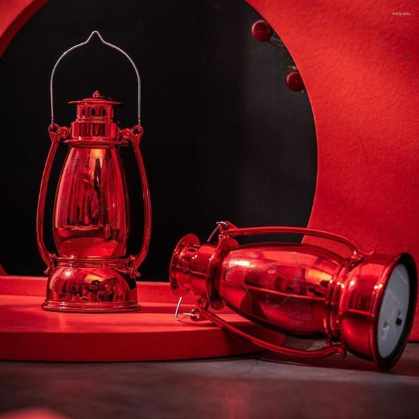 Luces nocturnas LED roja tienda de campaña ecológica con botón de gancho lámpara de candelabro de batería portátil para viajes al aire libre