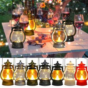 Nachtverlichting LED Retro Outdoor Camping Kerosinelamp Draagbare Lantaarn Olielamp Stijl Vintage Foto Props Outdoor Campingverlichting Nachtlampje R231110