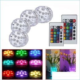 Nachtlichten LED RGB Dubbele lamp IP65 Batterij bediende licht Mticolor Veranderend onderwaterbadverlichting met afstandsbediening voor W DHULC