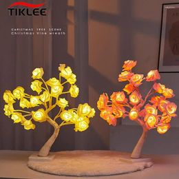 Veilleuses LED Rose Fleur Lampe de Table USB Arbre De Noël Fée Maison Fête De Mariage Chambre Décoration Cadeau de Fête des Mères