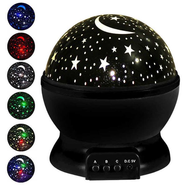 Luces nocturnas LED Proyector de luz nocturna giratoria Cielo estrellado Estrella Maestro Niños Niños Sueño Romántico LED Proyector USB Lámpara Regalos para niños P230331