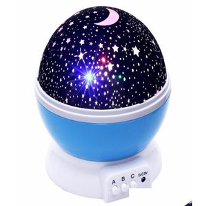 Night Lights LED Rotating Star Projecteur Nouveauté Éclairage Lune Ciel Rotation Enfants Bébé Pépinière Veilleuse À Piles D'urgence U Dhskl