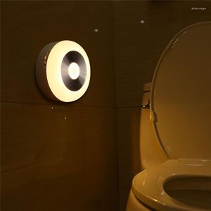 Nachtlichten LED Round Motion Sensor 0.8W Lichte Human Body Inductie Controle USB voor Trappen Toiletpad Wandlamp