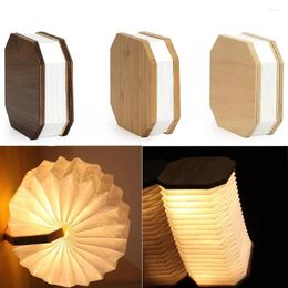 Veilleuses LED lampe de Table pliante accordéon lumière 3 couleurs USB Charge livre en bois cadeau d'anniversaire pour enfants éclairage Decora