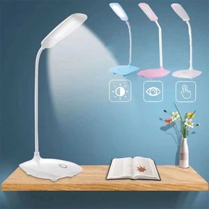 Veilleuses LED Lampe de lecture à gradation tactile à trois vitesses USB Charge Plug-in Blanc Chaud Protection des Yeux Étudiant Lampe de Table Étude Veilleuse P230325
