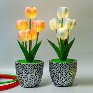 Lights Night LED Tulip Touch Control Dimmable Home Flower Lampe USB RECHARGAGE CHARGÉE POUR LE DÉCOR DE BURE