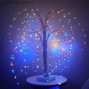 Veilleuses LED saule veilleuse gypsophile arbre coloré lampe de Table à distance pour la maison chambre mariage noël intérieur décor veilleuse Q231114