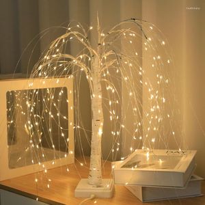 Night Lights LED Willow Tree Light 8 Modi USB/Batterij Tafellamp Fairy Fairy