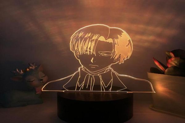 Veilleuses Levi Ackerman Figure 3D LED lumière pour l'attaque sur Titan décor à la maison enfant cadeau d'anniversaire dessin animé Table 16 couleur Anime lampe 2583498