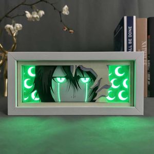 Night Lights Light Box Bleach para la decoración del dormitorio Manga Paper Carving Table Desk Lamp Anime Lightbox Ulquiorra Cifer Face Eyes HKD230704