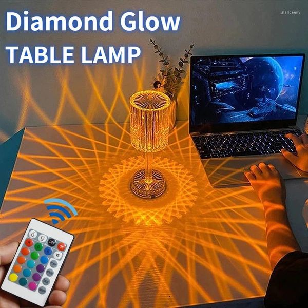 Veilleuses lumière cristal lampe à LED Projection USB charge tactile couleur vestiaire décoration atmosphère Table