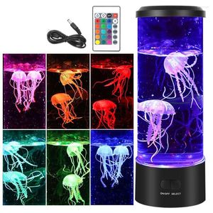 Luces nocturnas Tanque de medusas ligero para dormir con lámpara de acuario con control remoto Decoración de escritorio de lava