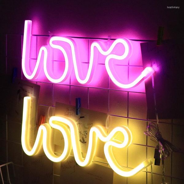 Luces nocturnas Love LED Strip Modeling Light USB Shape Sign Dormitorio Decoración Lámparas Doble potencia Interior Christmas Wedding Lámpara decorativa