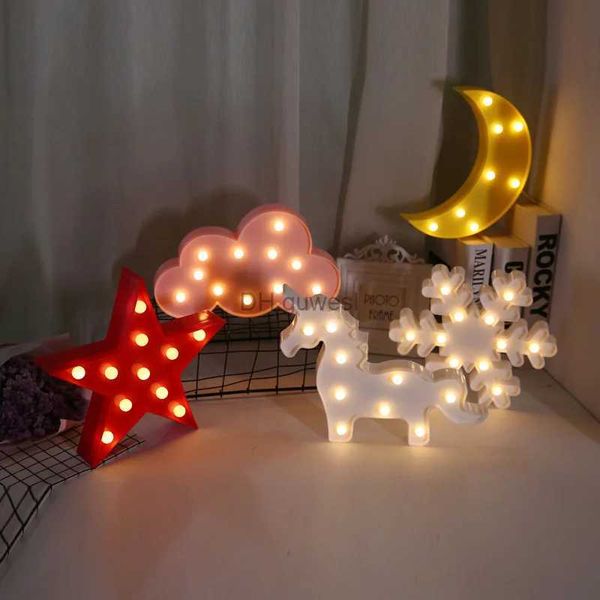 Veilleuses Belle noël LED veilleuses décor de fête nuage étoile lune créative lampe à LED éclairage intérieur pour la maison bureau enfants chambre décor YQ240207