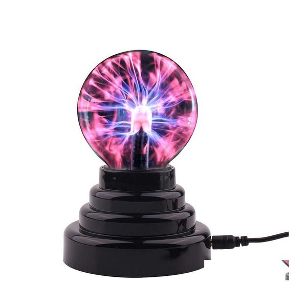 Veilleuses Cristal Magique Boule De Lumière Plasma Boules À Induction Électrostatique 3 Pouces 5W Led Usb Puissance Batterie Décoration De Fête Enfants Dhxm3