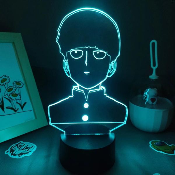 Luces nocturnas Manga 3D lámparas de Lava Mob Psycho 100 figura de Anime Shigeo RGB Led batería coloridos regalos de cumpleaños decoración de mesa de dormitorio