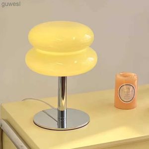 Nachtverlichting Middeleeuws Crème Glas Eitaart Paddestoel Tafellamp Slaapkamer Nachtkastje Studeerkamer Decor Macaron Bureaulamp Ins Sfeer Nachtverlichting YQ240112