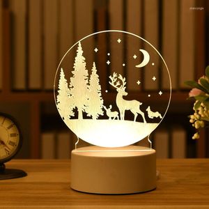 Luces de noche Feliz Navidad Lámpara 3d Acrílico Usb Nightlights Habitación Decoración Luz Oso Niño Dormitorio Niños Regalo Cabecera