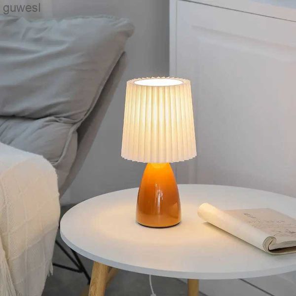 Veilleuses Milkshake lampe de Table de chevet E27 couleur chaude LED lampe plissée Table de salon veilleuse décorative en céramique éclairage intérieur YQ240112