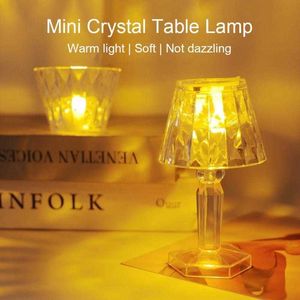 Nachtlichten Mini Crystal Kleine tafellamp LED Nacht Licht Slaapkamer Bedroom Sfeer Licht Warm licht Acryl Nacht Ligth USB Licht P230331