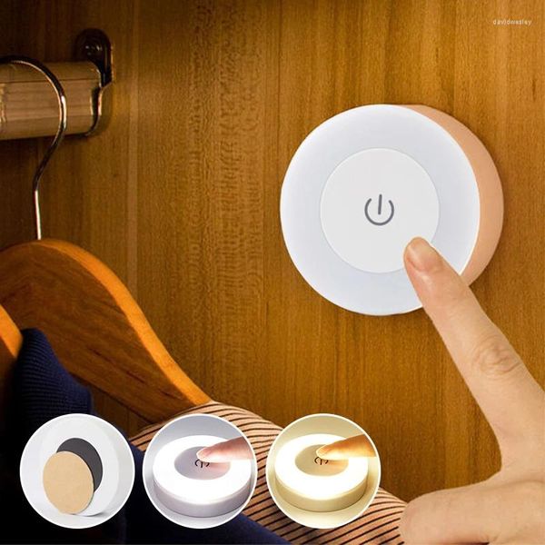 Luces nocturnas Mini LED Sensor de luz suave USB Recargable Base magnética Pared Lámpara de atenuación redonda portátil Decoración de la habitación