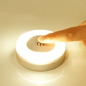 Nachtverlichting Mini LED Touch Sensor USB Oplaadbare Magnetische Basis Muur Draagbare Ronde Dimmen Slaapkamer Keukenlamp