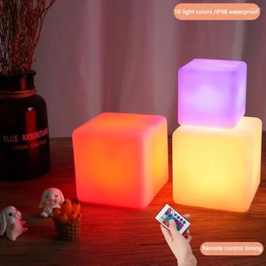 Luces nocturnas Mini Square Light Colorido Festival Toys Stay Stays Shine Pequeño control remoto ajustable
