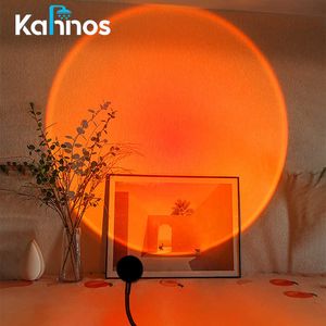 Nachtlichten Mini Sunset Lamp USB 7 Colors Projector Sfeer Nacht Licht Home Decoratie Fotografie Luchting Coffeeshop Muur Decor Licht P230331